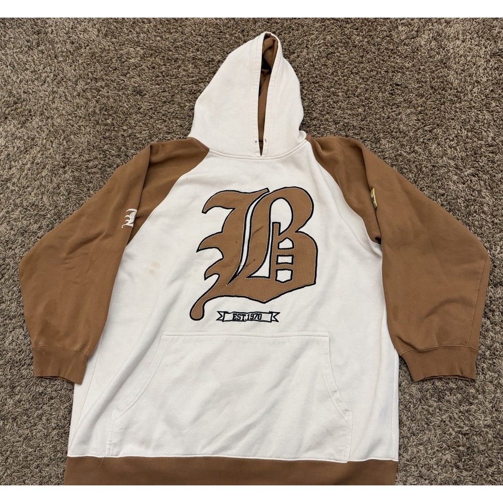Vintage Y2K Brooklyn Jeans Co Men's Brown/Tan  Hip Hop Pullover Hoodie Size 4XL
